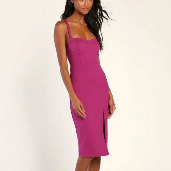 NWT Lulus Soiree Style Purple Sleeveless Bustier Bodycon Midi Dress Size‎ Medium - Picture 4 of 10